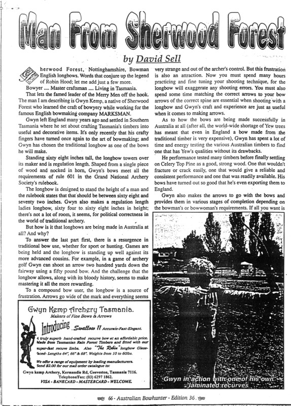 Page 1 of the Australian Bowhunter article